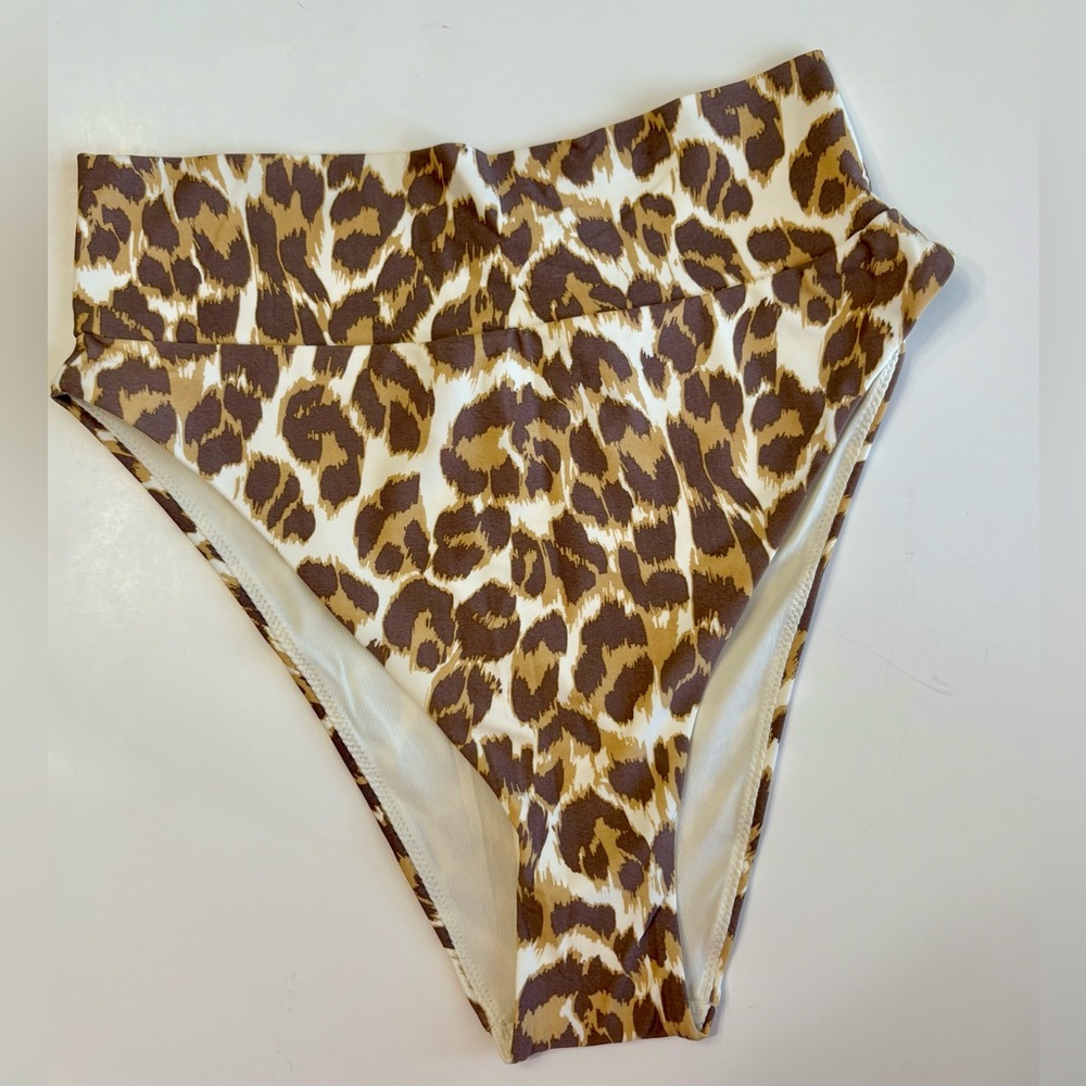 Aerie Leopard Print High Cut Cheeky Bikini Bottoms